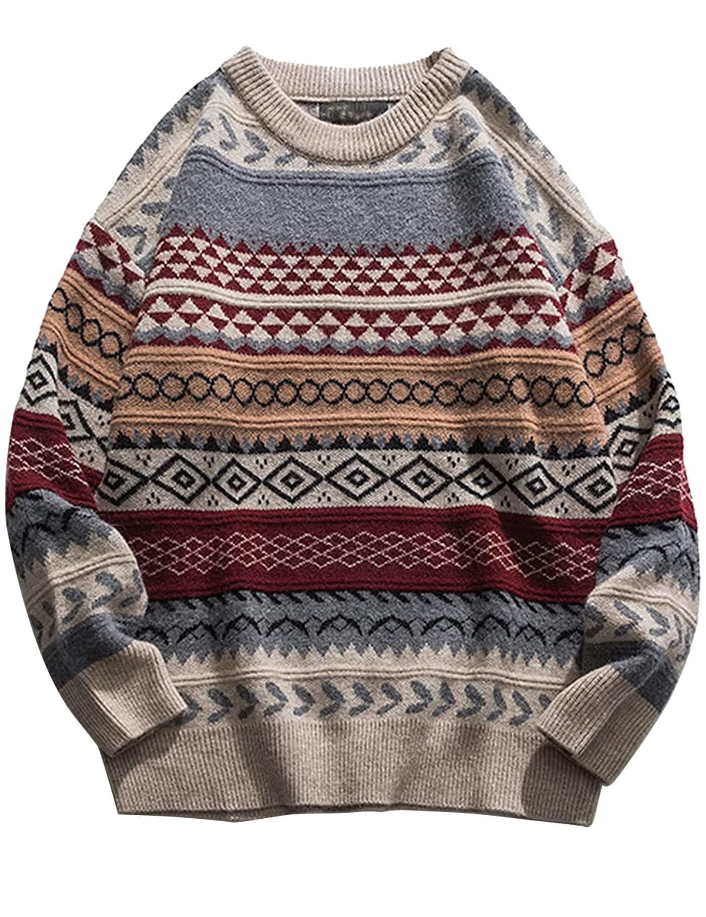 Rxozrxozmens Knit Sweater Grandpa Vintage Knitted Sweaters
