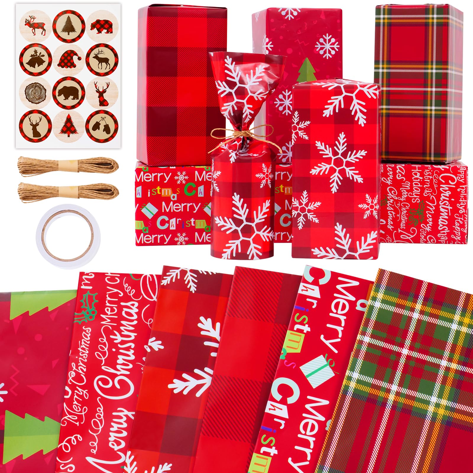 LOMIMOS Christmas gift wrap 70 x 50 cm, 6 sheets of black gold and