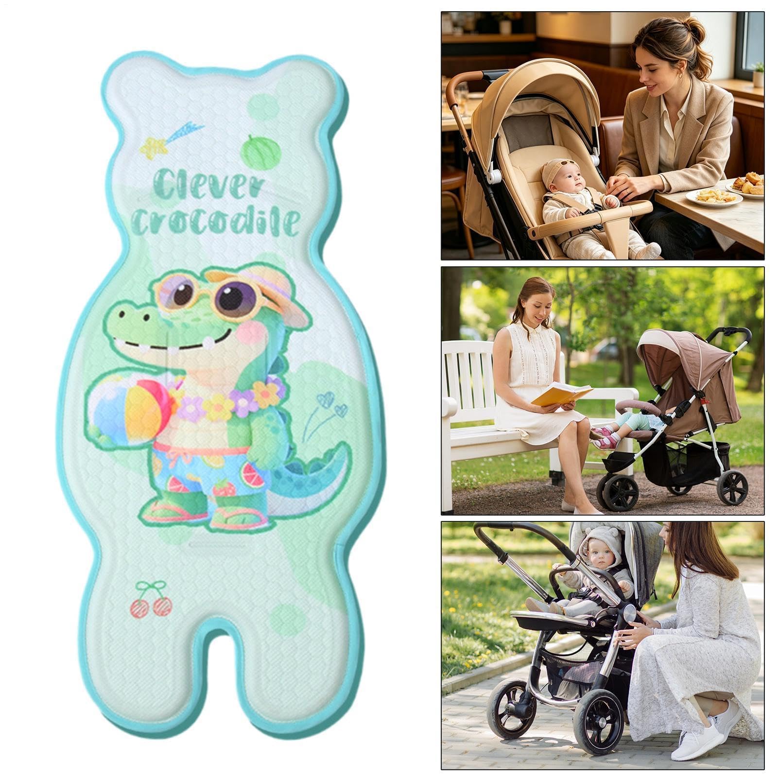Tappetino rinfrescante per passeggino, tappetino universale traspirante morbido per bambini, ideale per viaggi estivi, passeggiate all'aperto, pisolini, shopping e allattamento a casa