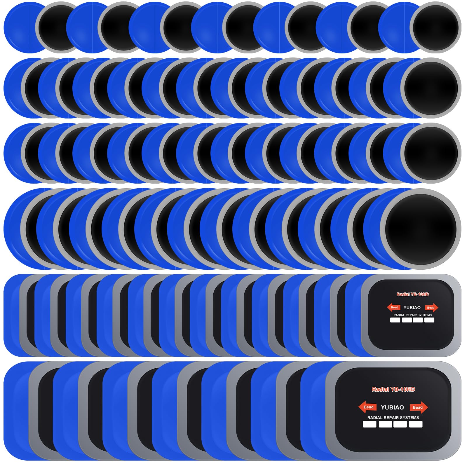 Tallew Toppe per pneumatici, 5 misure, in gomma, per riparazione di pneumatici, kit di riparazione di emergenza per forature, auto, camion, autobus, trattori, veicoli e moto, 32, 42, 58, 65 x 80, 85 x
