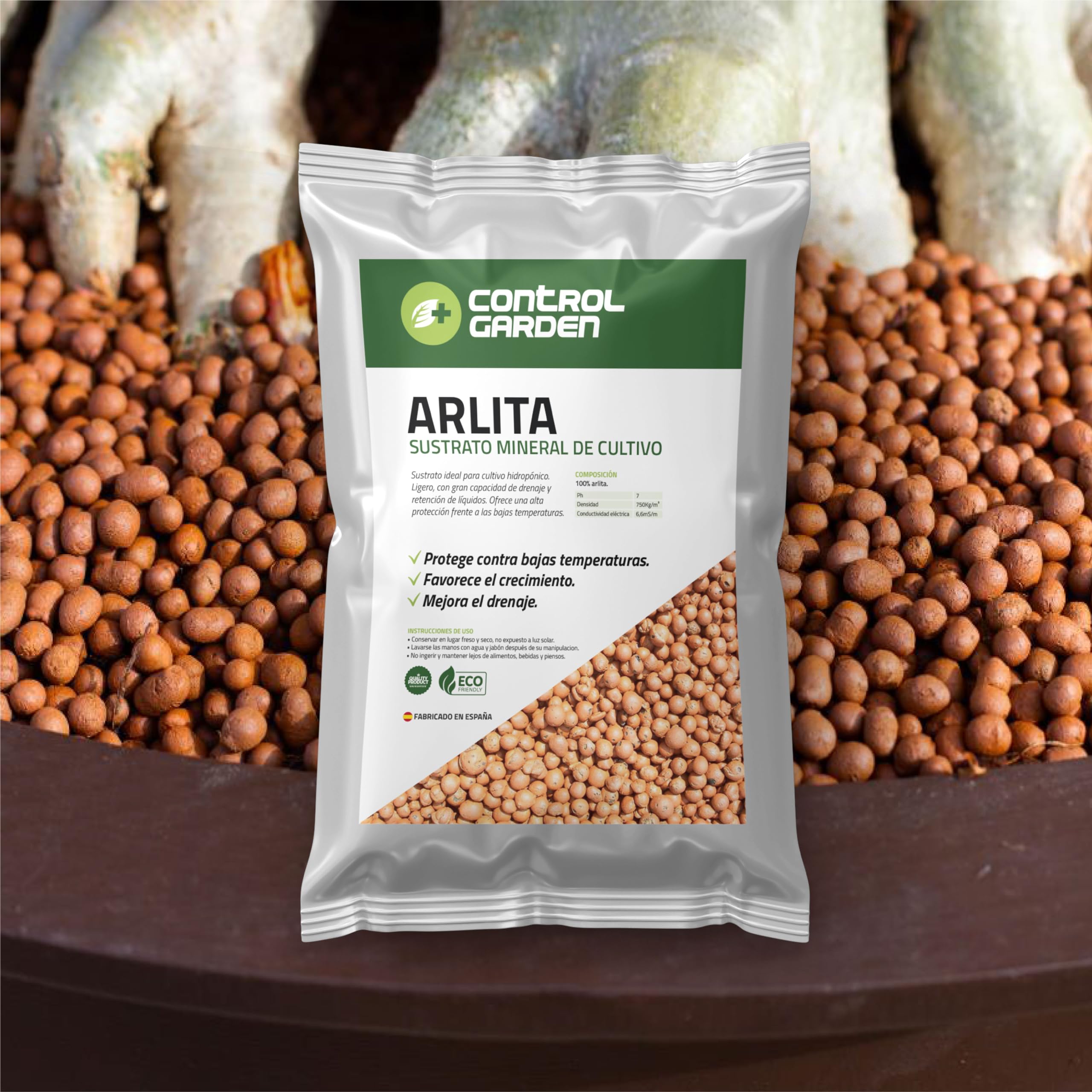 GROWMANIA.ES CONTROL GARDEN Pack Arlite 6L + Perlite 6L | Substrat pour plantes et cultures intérieur et extérieur | Fabriqué en Espagne