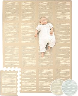 Hakuna Matte Stylische Puzzlematte Baby 1,7x1,2m Hygge Sand – 16 XL-Platten mit Kanten–Dicke & weiche Baby Spielmatte – schadstofffreie, geruchlose, Pflegeleichte Krabbelmatte–plastikfreie Verpackung