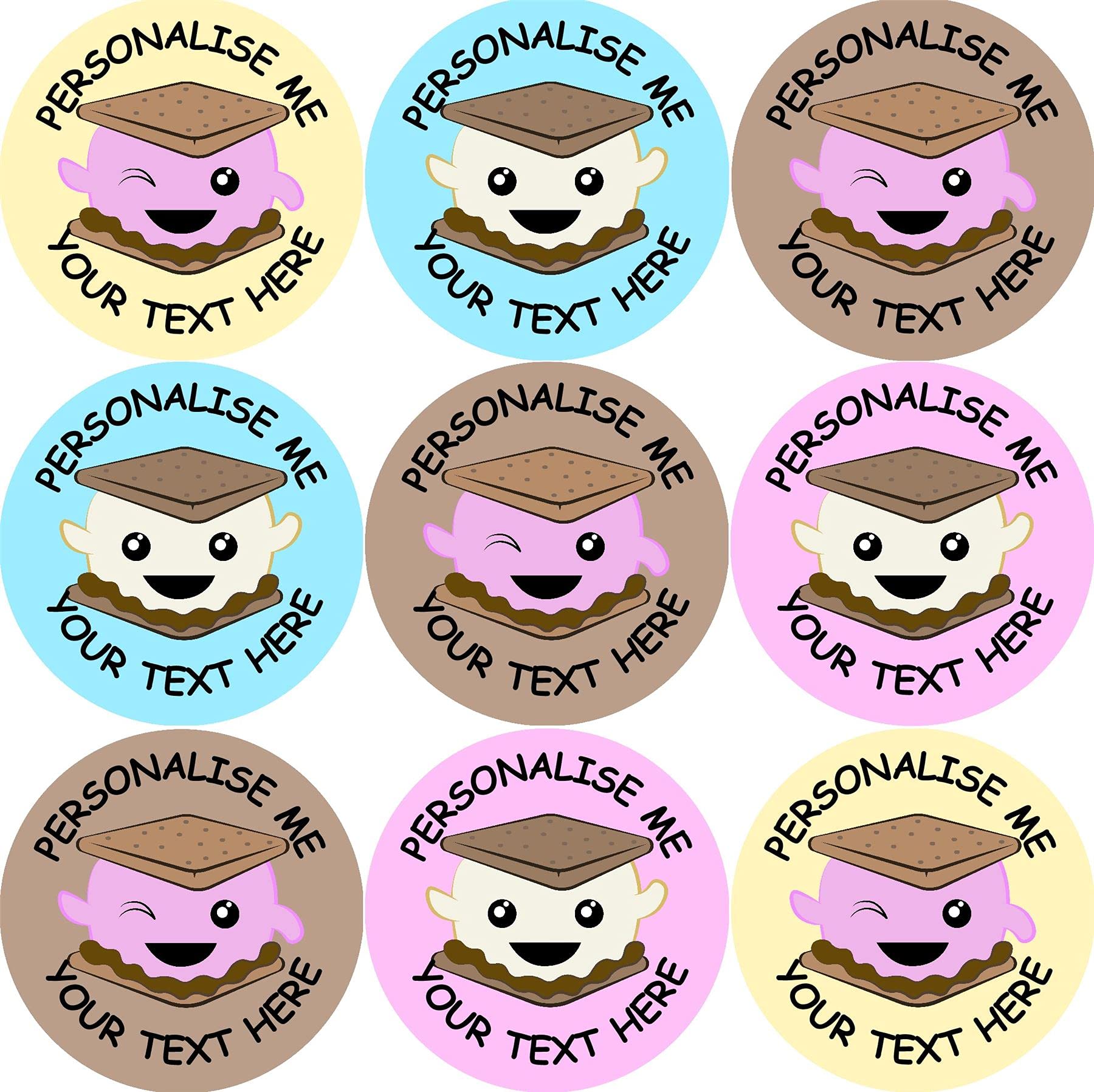 Sticker Stocker 144 Personalised Smiling S'mores 30Mm Glossy Reward Stickers For School Teachers, Parents