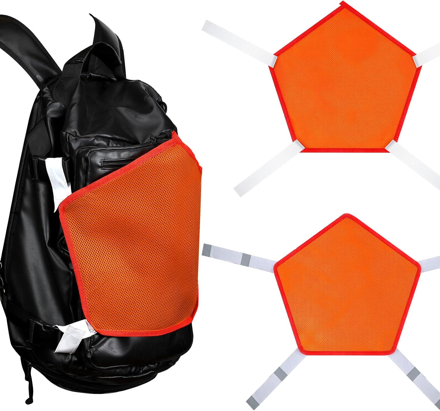 2 Pieces Blaze Orange Safety Panel Large Pentagonal Orange Panel Hunting Mesh Blaze Orange Pack Attachment with Reflective Strip on Tent Backpack for Field Trip Hiking Camping Biking Outdoor Traveling : Sports & Outdoors