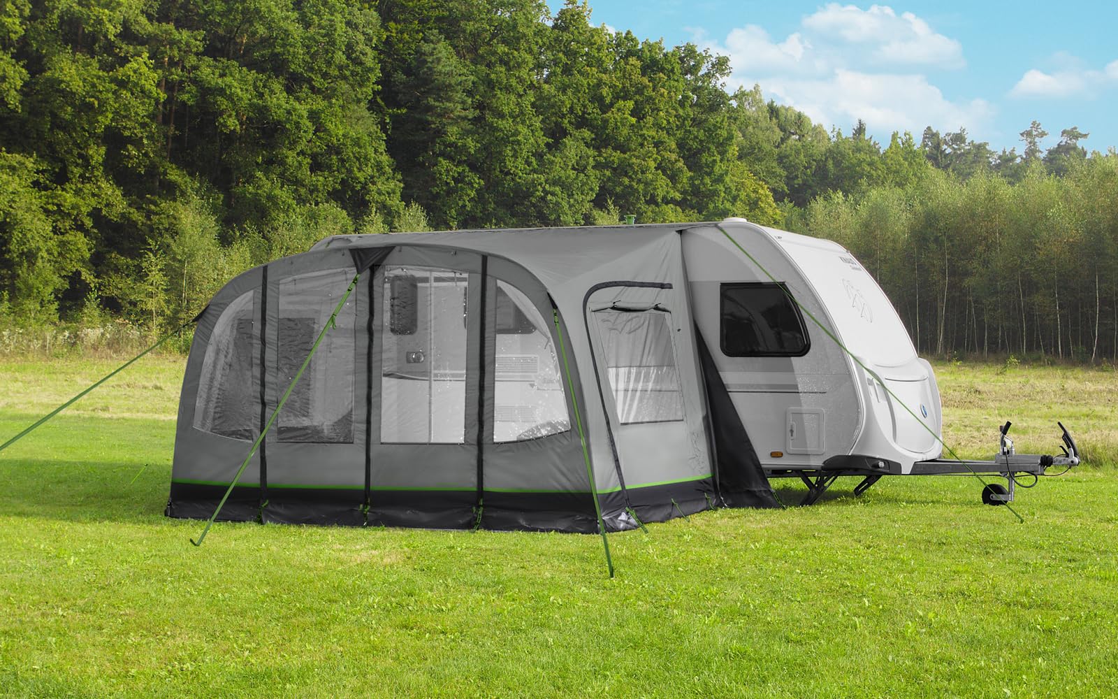BERGER Arona Alu Wohnwagen Vorzelt | Reisevorzelt 400 x 230 cm mit Aluminiumgestänge & Sturmabspannung | Wetterfestes Wohnwagenvorzelt mit Moskitogaze, stabil & robust, ideal für Camping & Urlaub