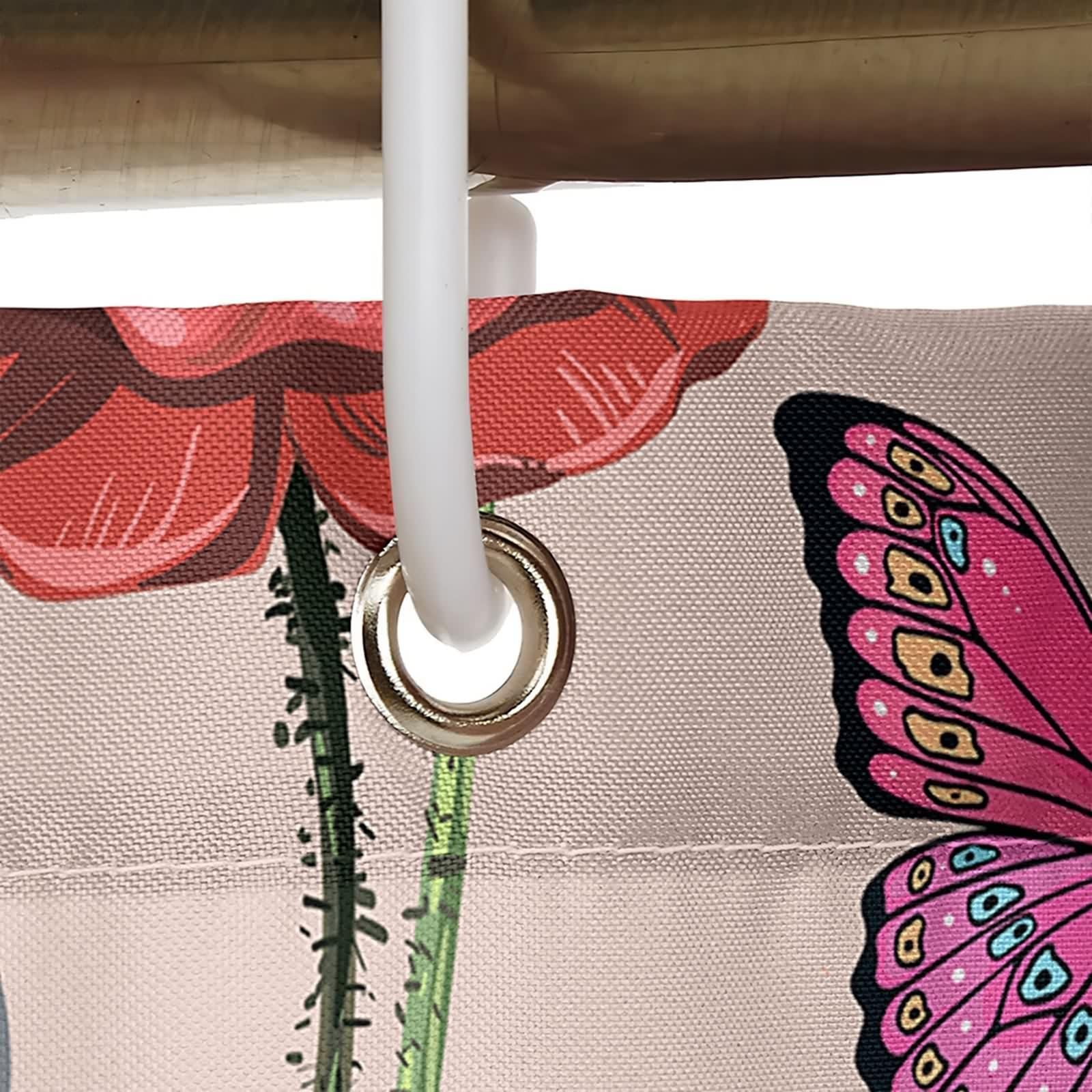 Duschvorhang Textil 240x200 cm Bunt, Blumen Schmetterling Libelle Muster Bad Vorhänge Polyester Waschbar Textil Stoff Bad Vorhang 2,4 x 2m Lang(BxH) inklusive Duschvorhangringen