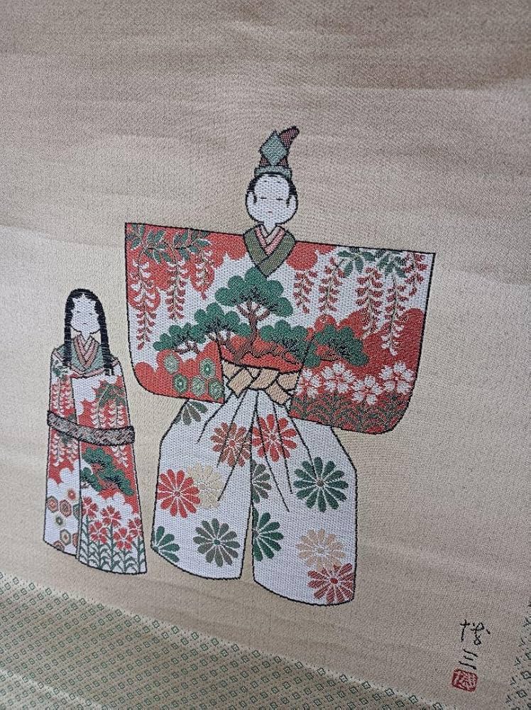 Amazon | 村田博三 金 掛け軸 西陣織 雛 ひな 節句 茶 オシャレ