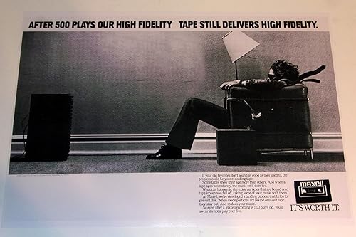 Cleveland Vinyl Maxell - Póster de cinta soplada 1982, 19 x 13 pulgadas, casete de los años 80, JBL L100, altavoces audiófilos