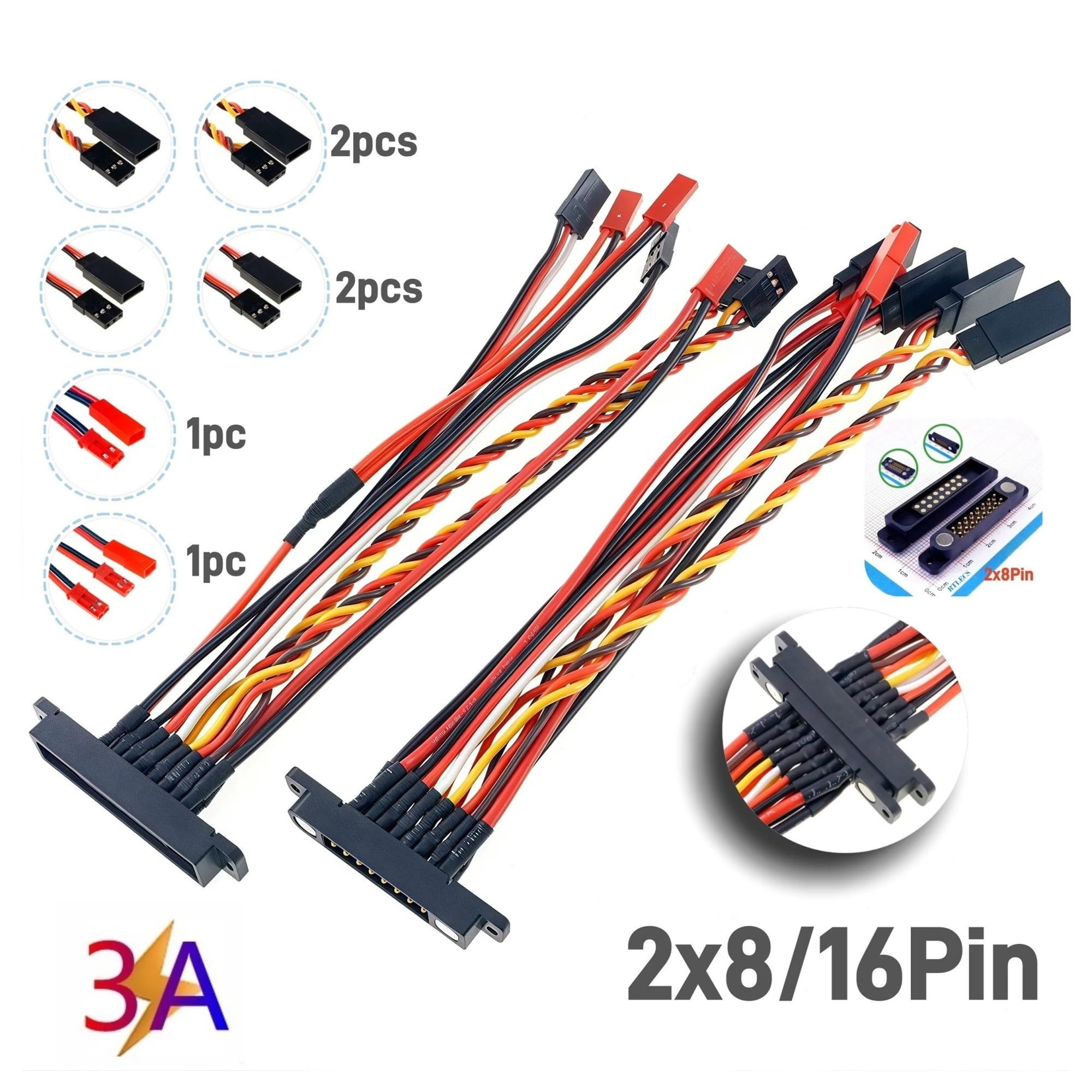 ChuFort Magnetyczne złącze Pogo Pin Przedłużacz JR 1 do 2Y(2x5P JRx2 JSTx1 Yx1,5Pairs)