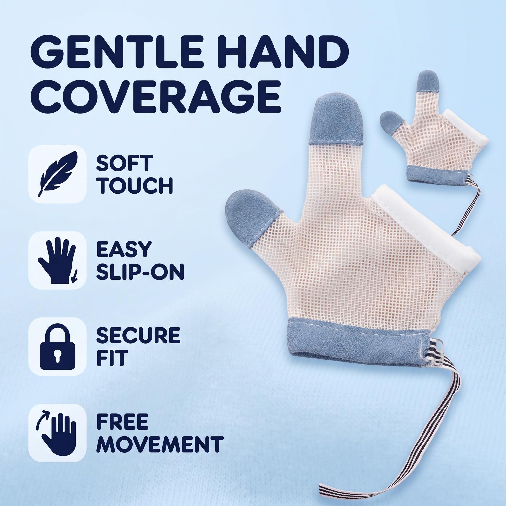 1 par de guantes blancos anticomer para bebé, antiarañazos, transpirables, protector de pulgar para dedos para niños, para evitar que los dedos se chupen