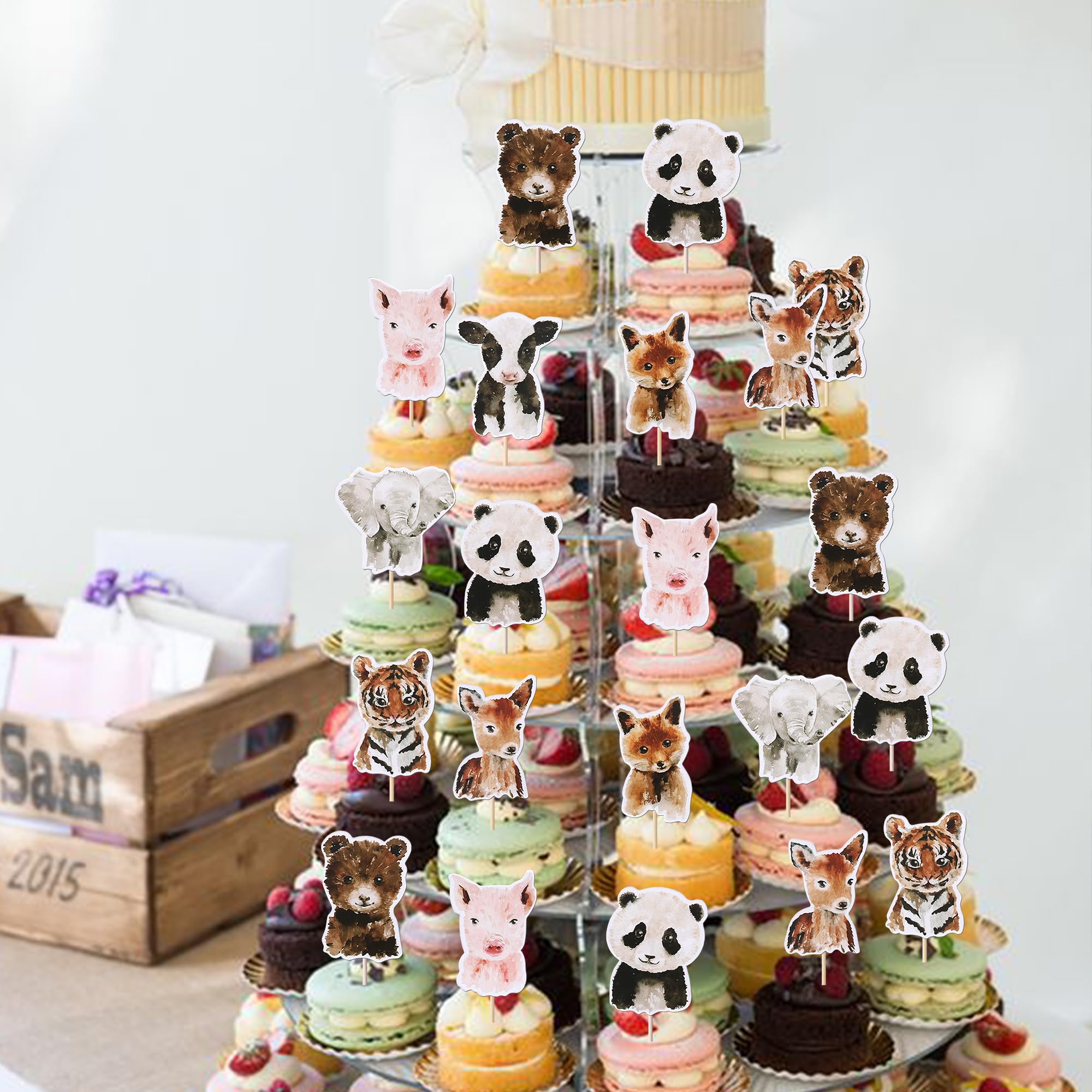 Rsstarxi 40 Pack Woodland Cupcake Toppers - Fox, Deer, Bear Safari Animals For Baby Shower & Birthday Parties - View #14