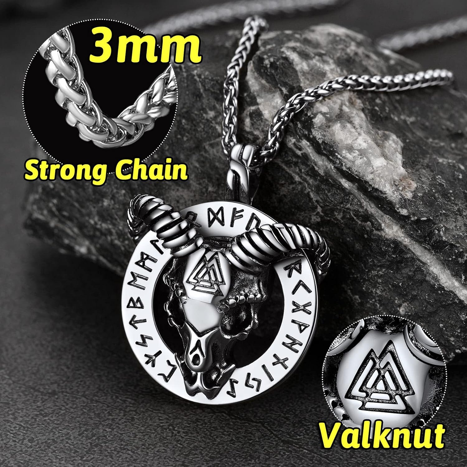 FaithHeart Leviathan Satanic Brimstone Cross Necklace, Gold Plated Stainless Steel Satan Church Jewelry, Alchemical Symbol for Brimstone Pendant Satan Goat Necklaces for Men with Gift Box - Image 2