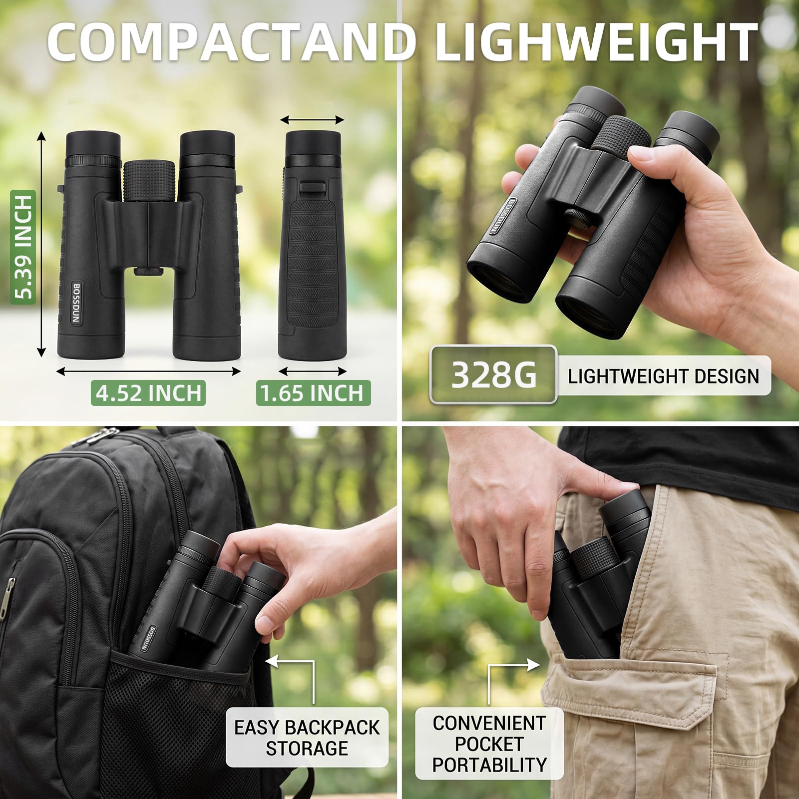 Jumelles à Prisme de Toit pour Adultes, Jumelles Compactes Portables et Etanches avec Vision Nocturne à Faible Luminosité, pour l'observation des Oiseaux, la Chasse, Les Voyages, Les Concerts (b)