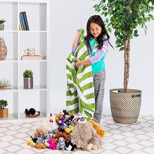 Miniatura 74 de Posh Funda de Silla Puf Rellenable para Almacenamiento de Animales de Peluche para Niños - Organizador de Juguetes Infantiles, Grande-38 - Lona