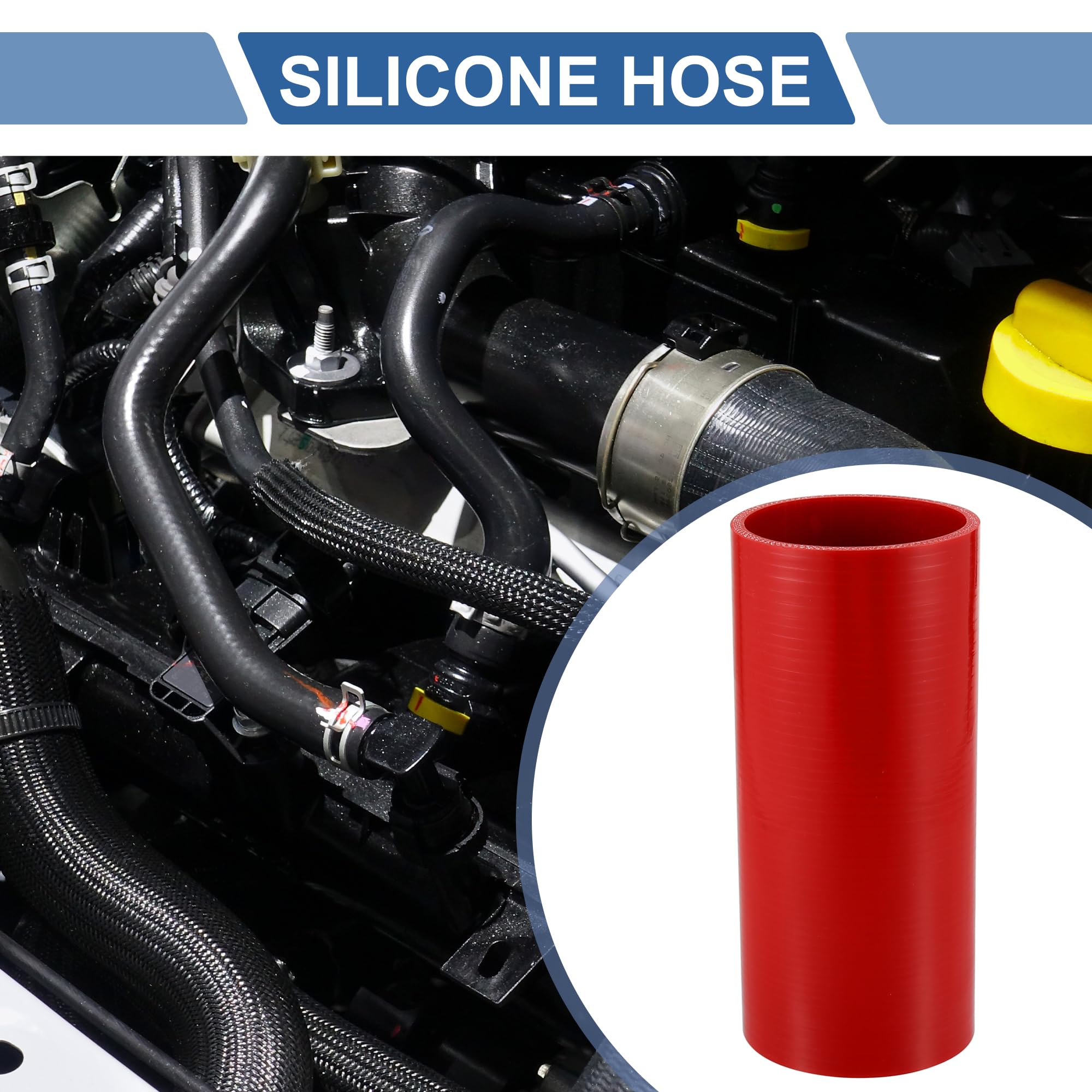 QUARKZMAN 1 Pz Tubo in Silicone Rosso per Auto 80mm 3.15" ID 200mm 7.87" Lunghezza 0 Gradi Universale