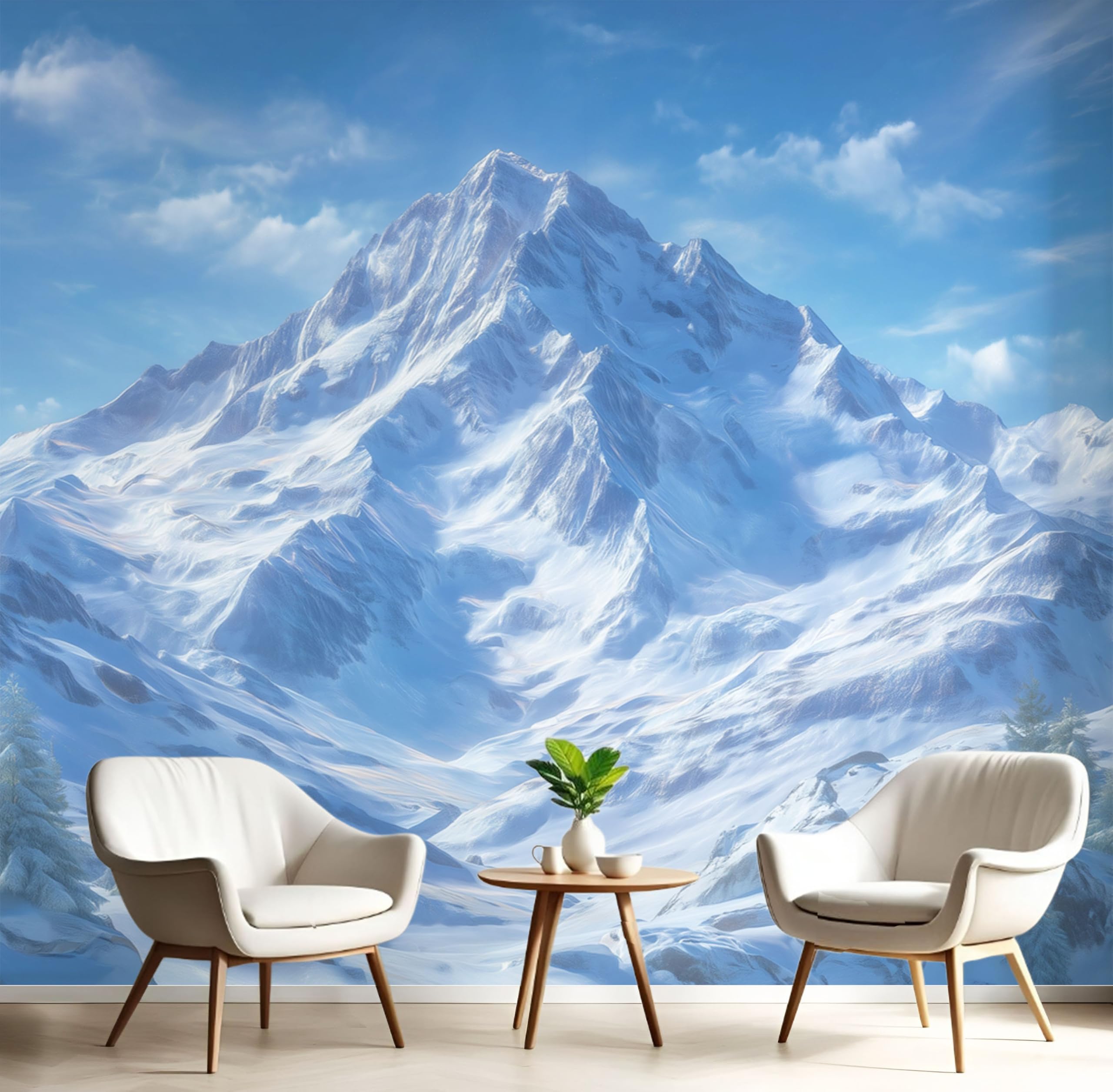 Papier peint panoramique bleu royal 250x175 cm lavable pour revêtement mural
