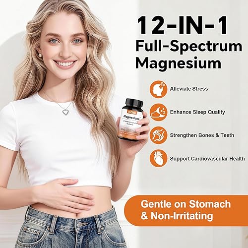 Miniatura 2 de Magnesium Complex, Magnesium Glycinate, Elemental Magnesium Supplement with Citrate, Orotate, Taurate & Aspartate, Supports Muscle Relaxation, Heart