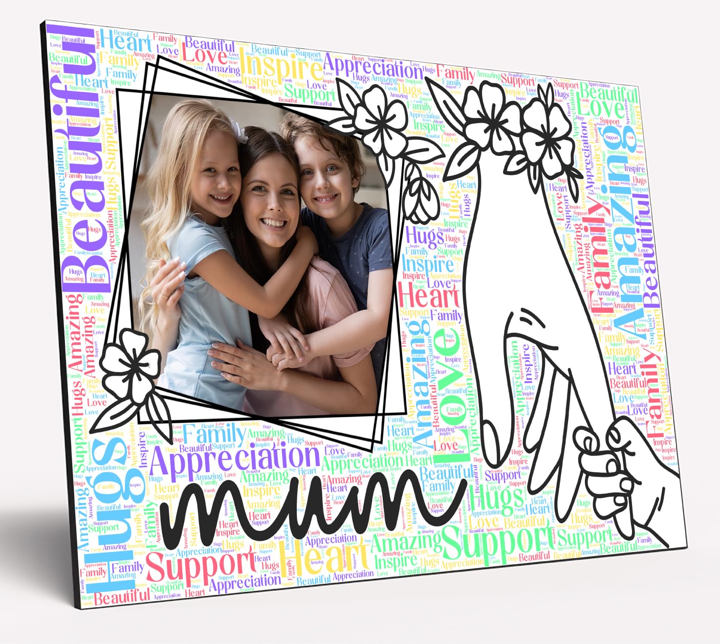 The Plum Penguin Personalised Wooden Word Cloud Wall Art A4 Photo Print Gift for Her Mother’s Day Mum From Kids
