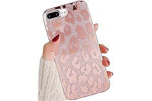 J.west iPhone 8 Plus/7 Plus Case, Luxury Saprkle Bling Glitter Leopard Print Case