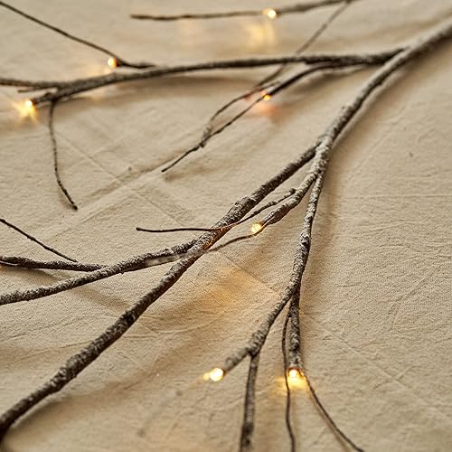 Miniatura 7 de Guirnalda de ramas de nieve de Navidad, 6 pies, 48 LED, funciona con pilas, ramita iluminada para festival de invierno, fiesta, manto, otoño, Acción