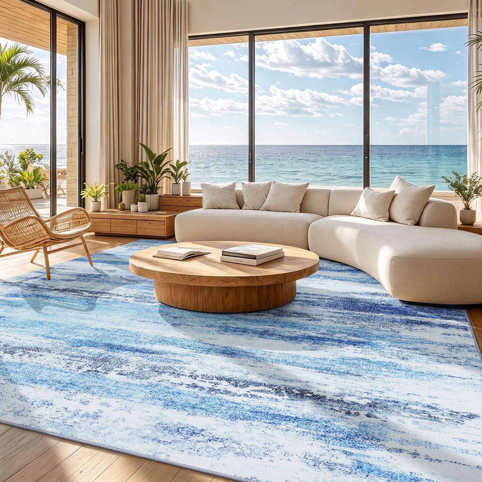 Homaxy Modern Abstract Rugs Living Room 120 x 160 cm Carpet Blue — image 1