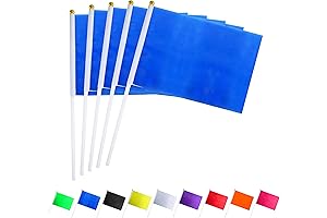 25 Pack Solid Blue Flag Small Mini Plain Blue DIY Flags On Stick