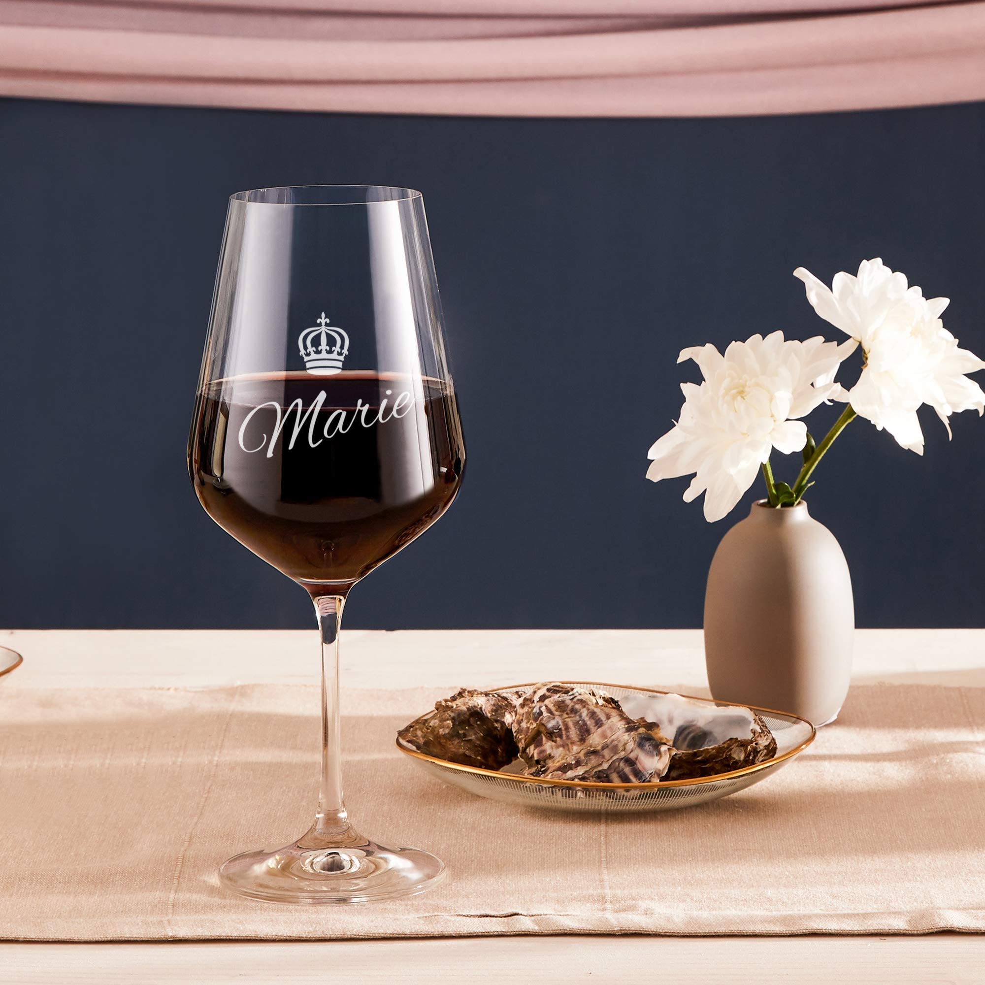 AMAVEL Juego de 5 copas de vino con grabado personalizado, regalo para amigos y amantes del vino, 500 ml
