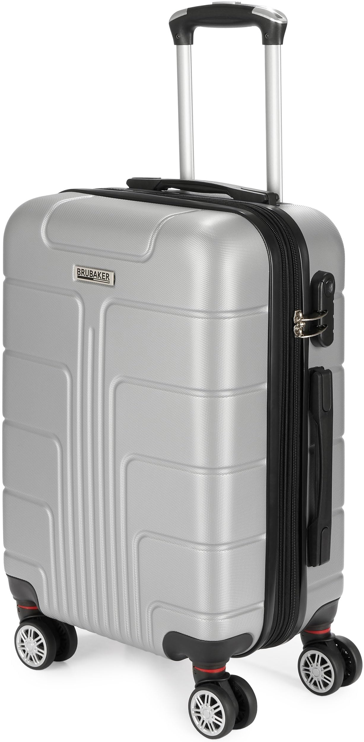 BRUBAKER Equipaje de Mano Maleta Rígida Miami - Maleta de Viaje Expandible con Cerradura de Combinación, 4 Ruedas y Asas Confortables - Maleta Trolley ABS 37 x 56 x 24,5 cm (M - Plateada)