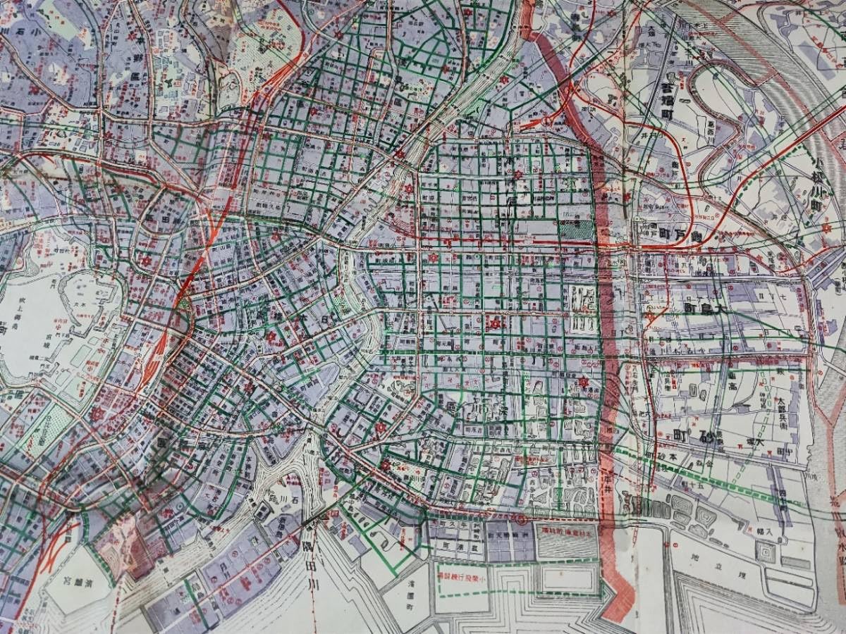 大正11年3月発行　萬朝報附録『実用　東京案内大地図』両面地図/古地図　西川旅館 大正11年3月発行 萬朝報附録『実用 東京案内大地図』両面