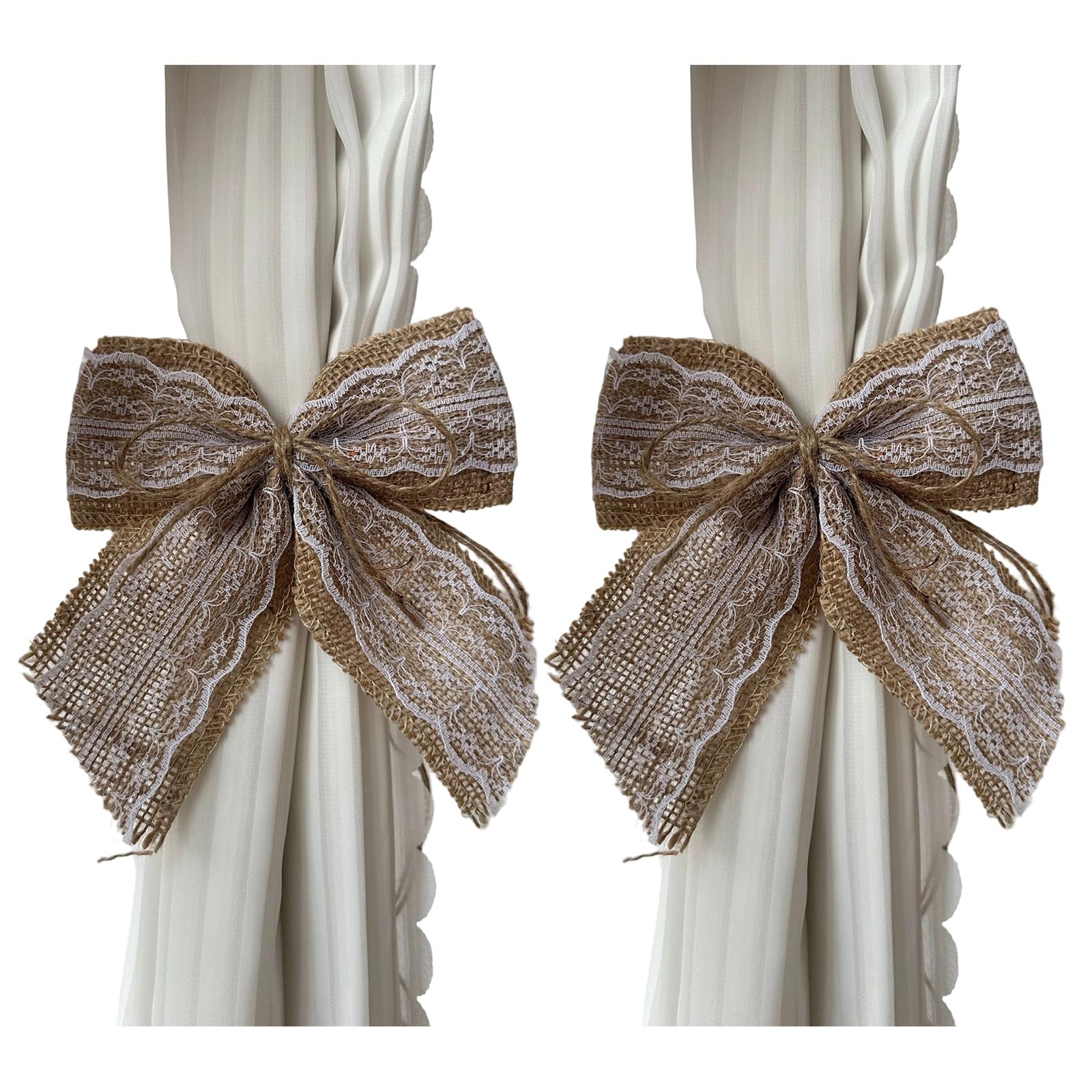 Natural Polyester Bowknot Curtain Ties for Easy Installation and Elastic Curtain Holder for Window Home or Setting
