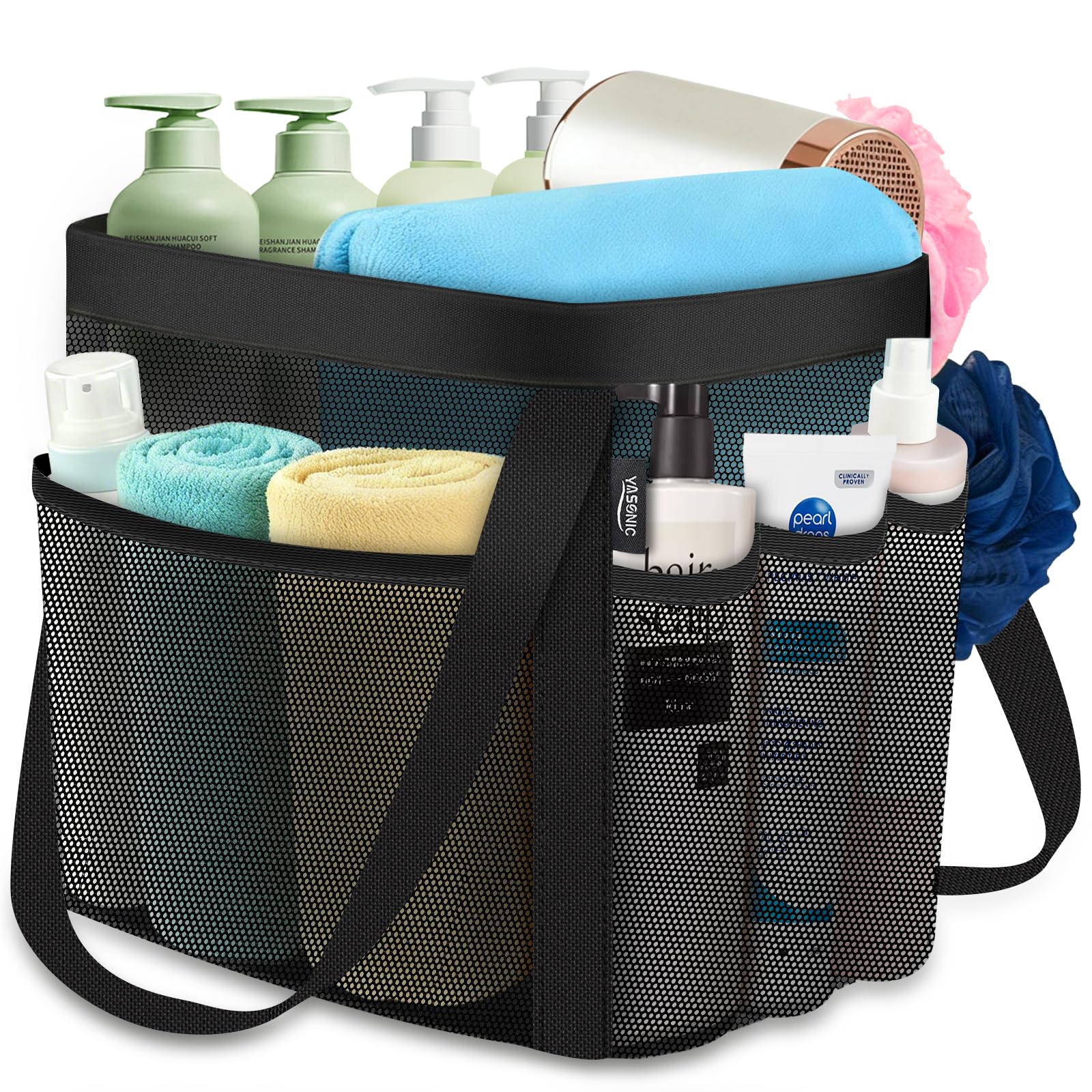 YASONIC 5 Pack Corner Shower Caddy Mesh Shower Caddy Portable for College Dorm Room Essentials