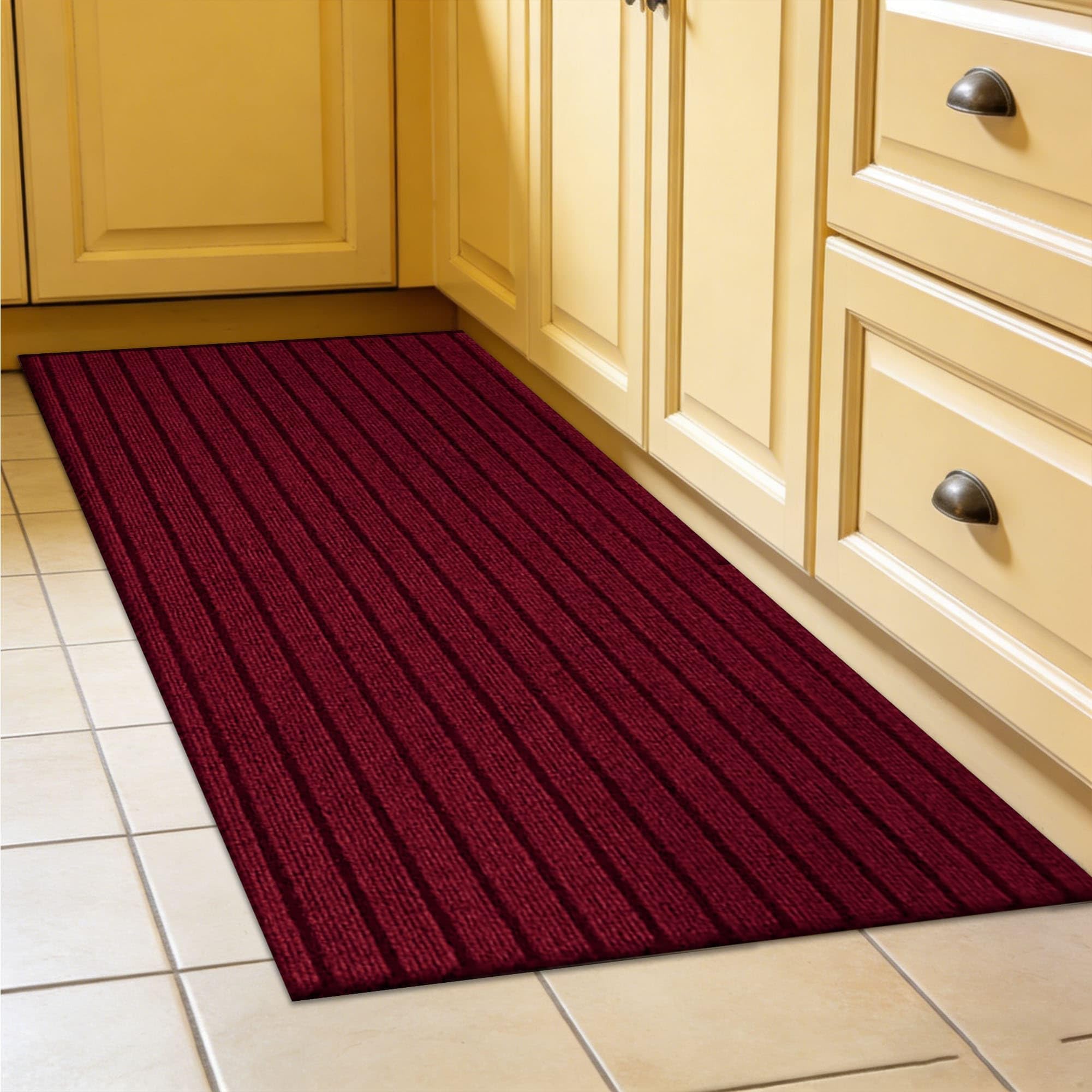 Tapis de porte lavable et absorbant avec microfibres rouge 60 x 62