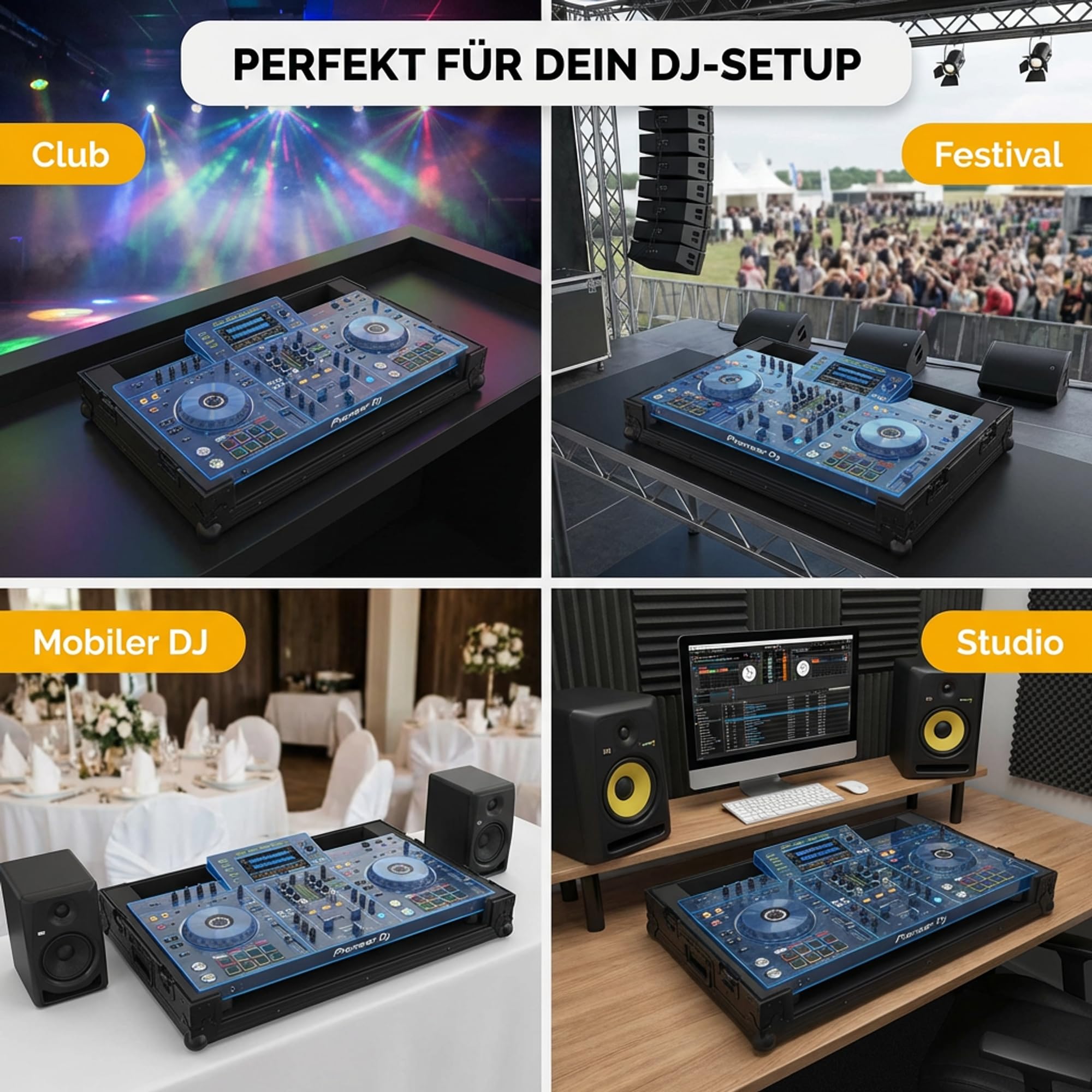 Zomo Flightcase P-XDJ-RX2 NSE – kompatibel mit Pioneer DJ XDJ-RX2 – DJ Equipment Case 782 × 535 × 209 mm – Schwarz – Robustes Sperrholz