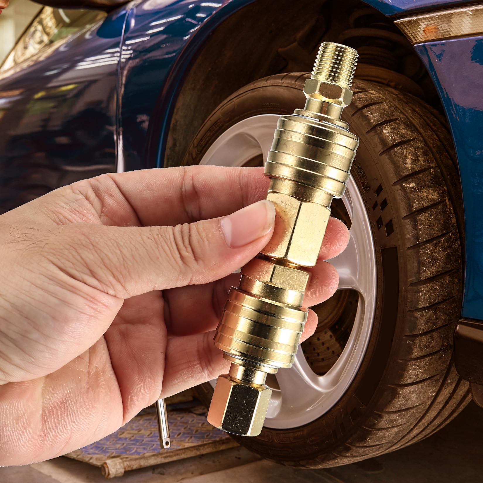 10 Raccordi Rapidi Per Aria Compressa 1/4" BSP - Maschio E Femmina, Acciaio Zincato - Foto 2