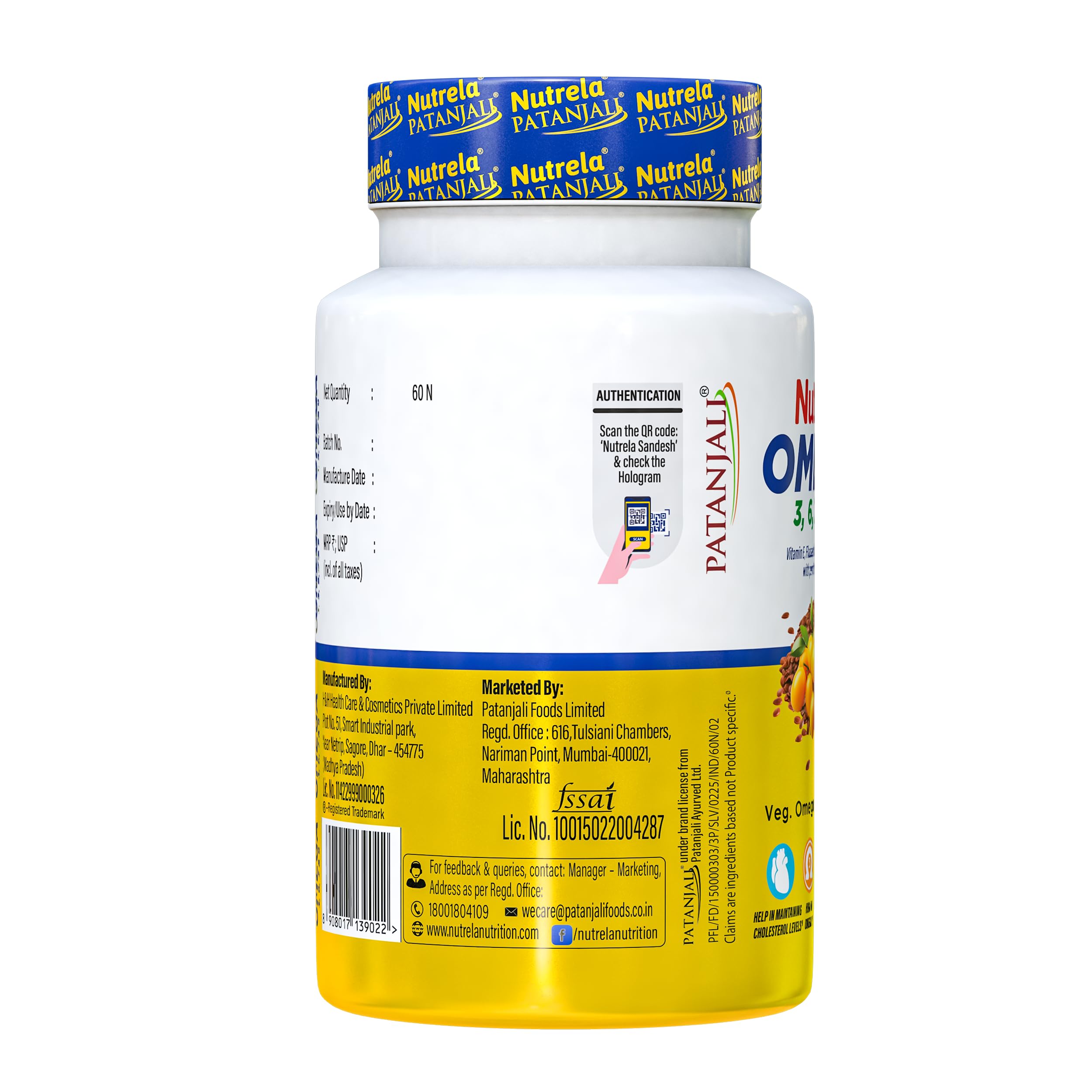 NUTRELA Patanjali 1500 mg Omega 3 6 7 9 for Men & Women - 60 Veg Softgel | Strength Supplement for Muscle, Bone, Heart, Eye, Skin & Brain with EPA 200mg & DHA 150mg - Image 9 thumbnail