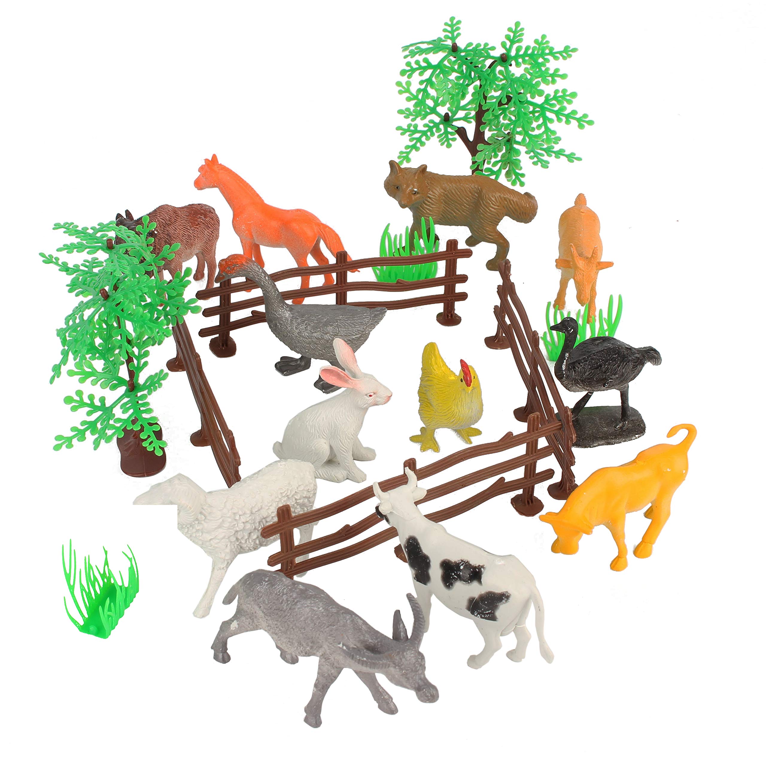 FeiWen Animal Toy A Variety Of Mini Plastic Animal Toy Sets，Animal figurines Insect / Ocean / Dinosaur / Spider / Farm / Jungle Animal Set，Birthday Party Games，Party Decoration (farm22)