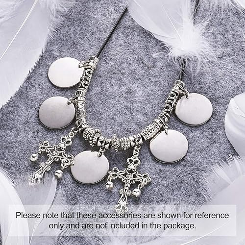 Vista 95 de Pandahall - 60 unidades de etiquetas colgantes de acero inoxidable redondo plano de 3/5 a 1-1/5 pulgadas para fabricación de joyas