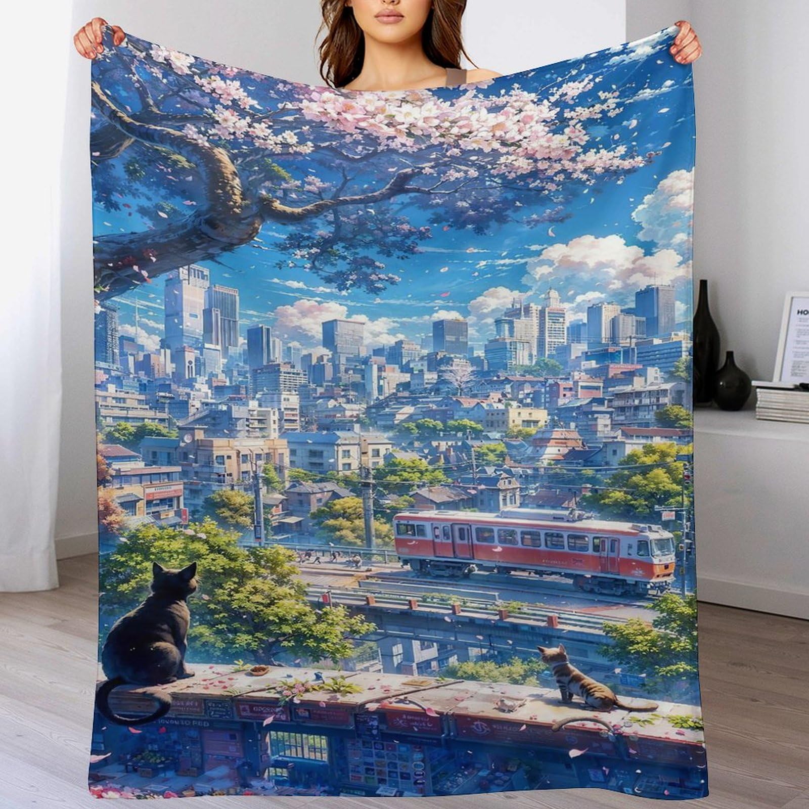Couverture style japonais en flannel pour canapé et soirées cocooning au chaud