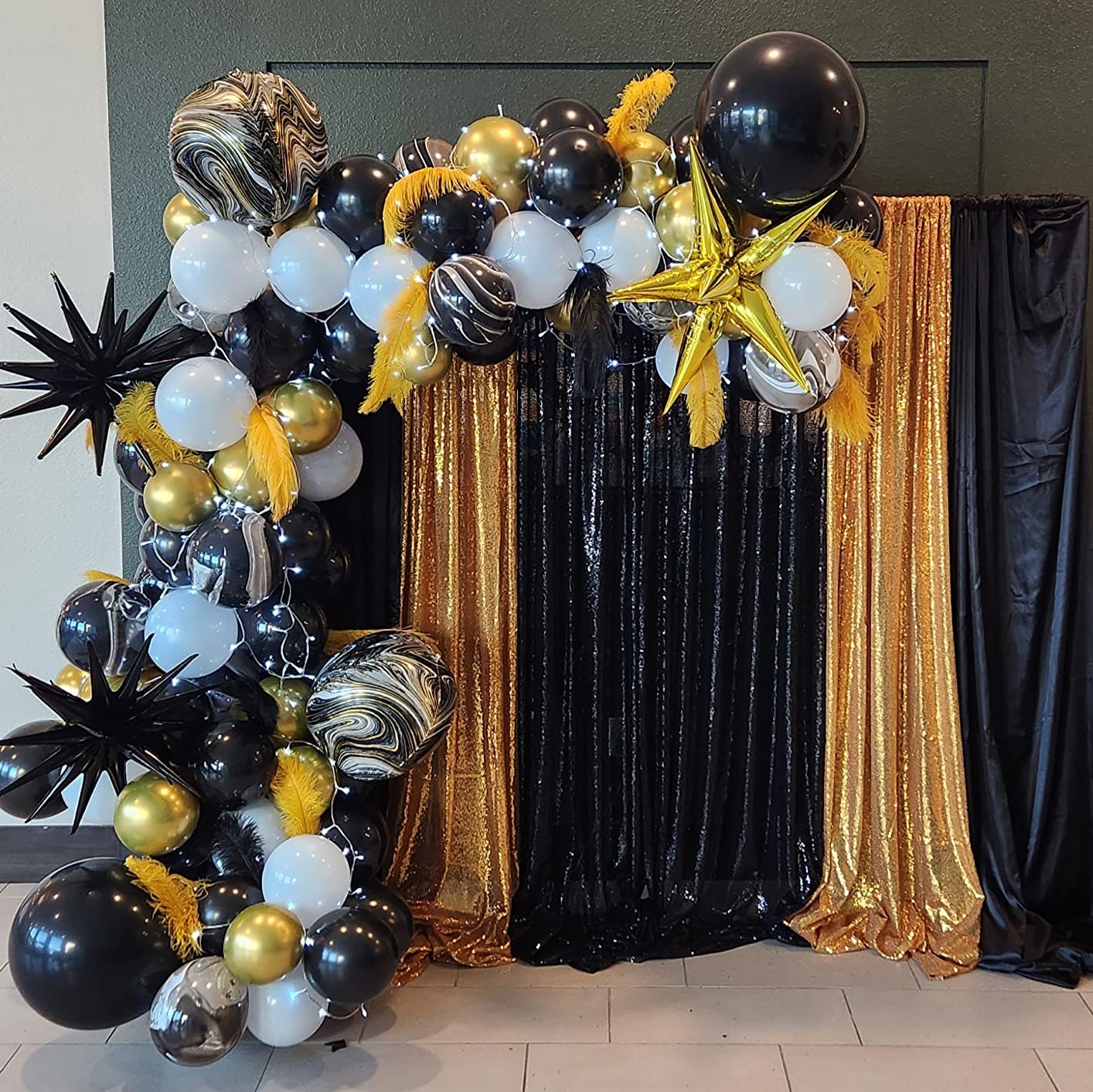 Cortinas De Fondo De Lentejuelas Negras 4 X 8 Pies, Telón De Fondo De Purpurina De Halloween, Cortinas Brillantes De Payetas, Telón De Fondo De Tela Brillante Para Cumpleaños, Mesa De