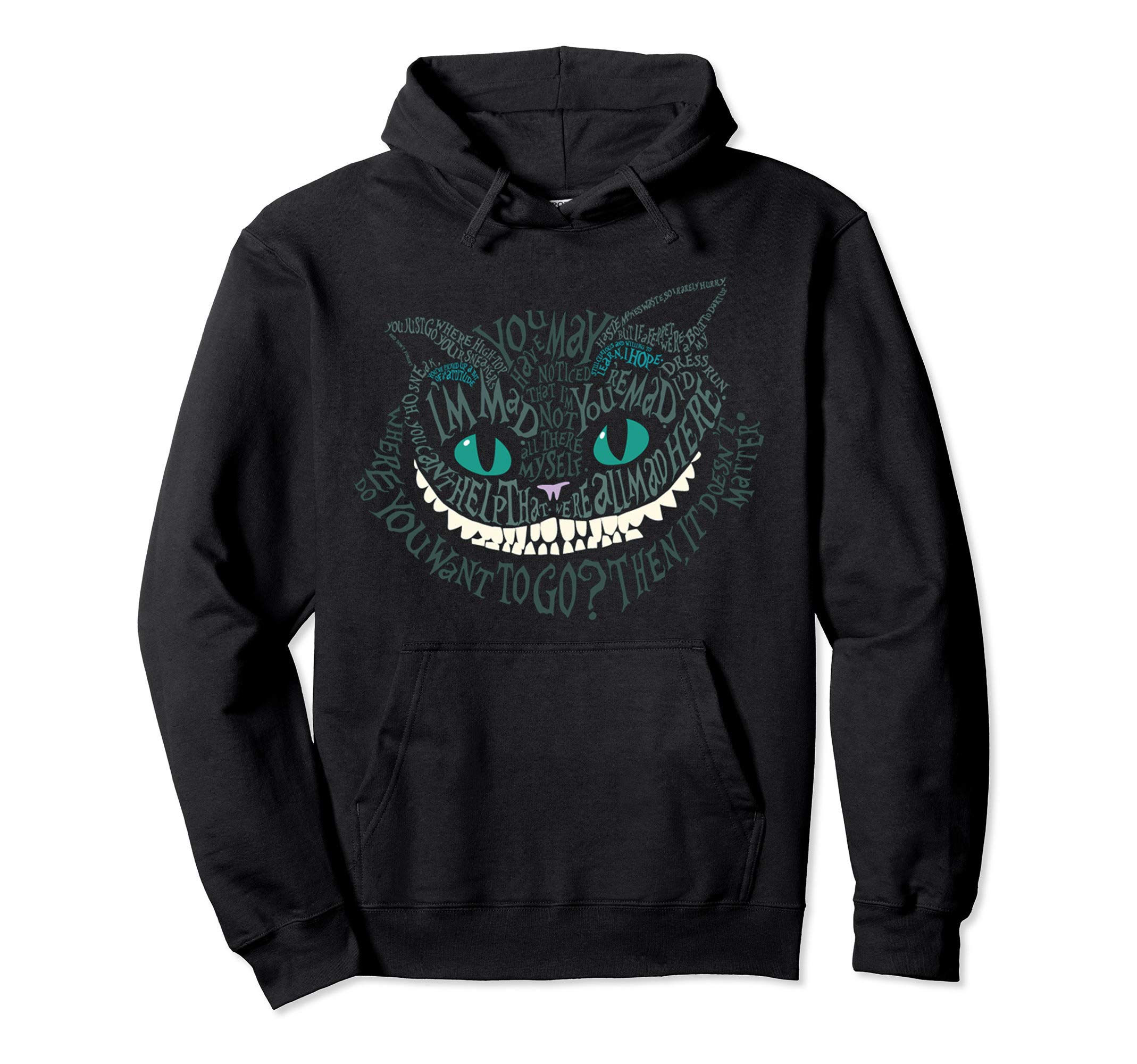 Cheshire Faced Cat We're All Mad TeesCheshire Alice Cat We're All Mad Here Wonderland Hoodie Pullover Hoodie