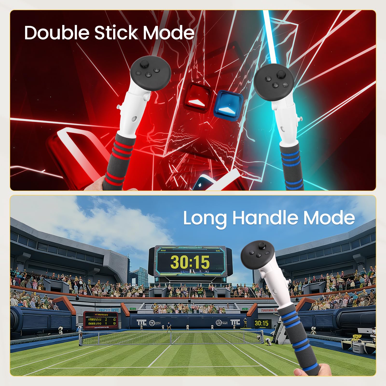 OOAVR Upgraded Gorilla Tag Long Arms Compatible with Meta Quest 3/Quest 3s Controller Accessories,VR Sticks Extensions Grips for Oculus Quest 3s/3,for Beat Saber Handles Golf Club Attachments — view 5