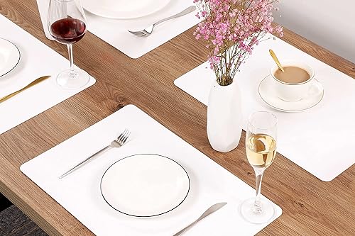 Miniatura 2 de Manteles individuales lavables de cuero, impermeables, resistentes al calor, fáciles de limpiar, para mesa de comedor, juego de mesa de cocina (6,