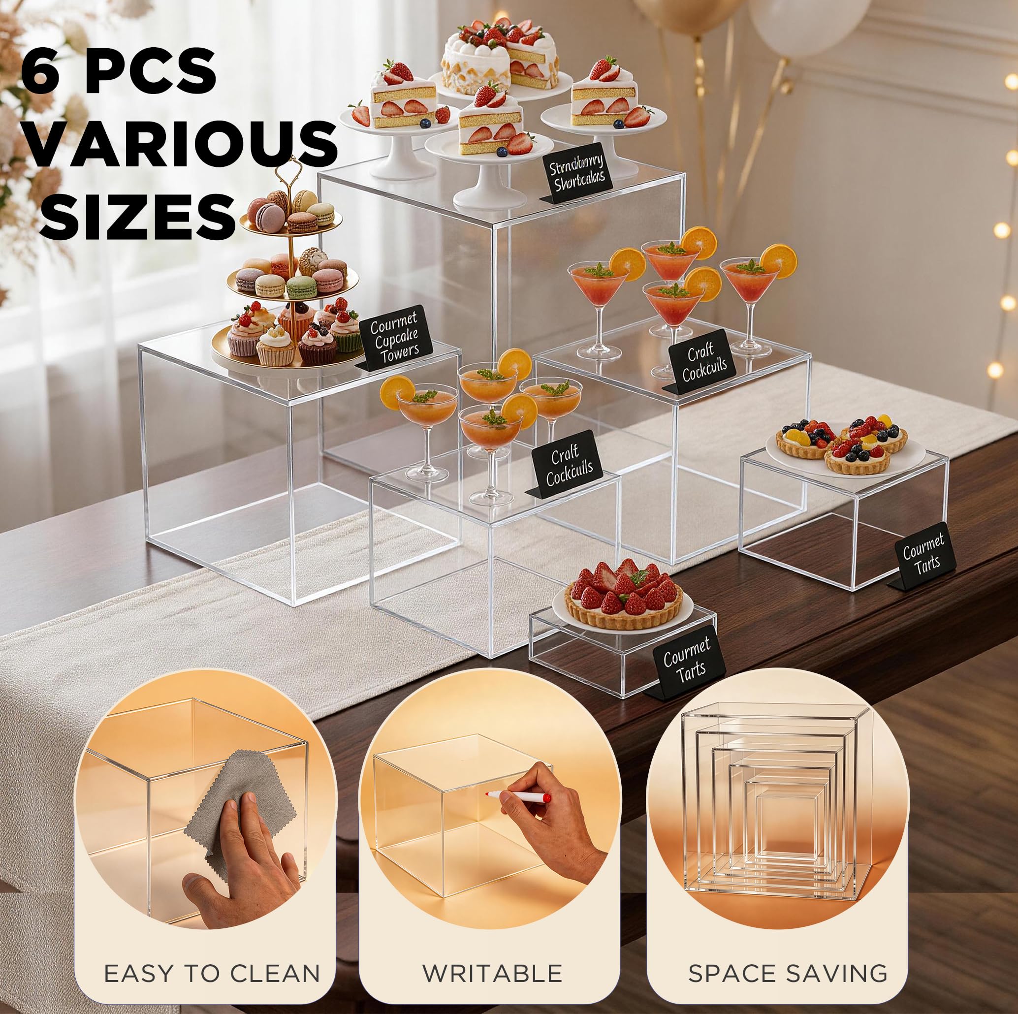 Acrylic Buffet Risers - Floating Display Stands -3