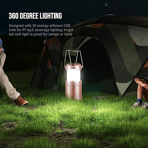 Miniatura 24 de Lichamp Paquete de 4 linternas de campamento COB, linterna portátil de alto lumen para acampar al aire libre, kit de equipo de supervivencia