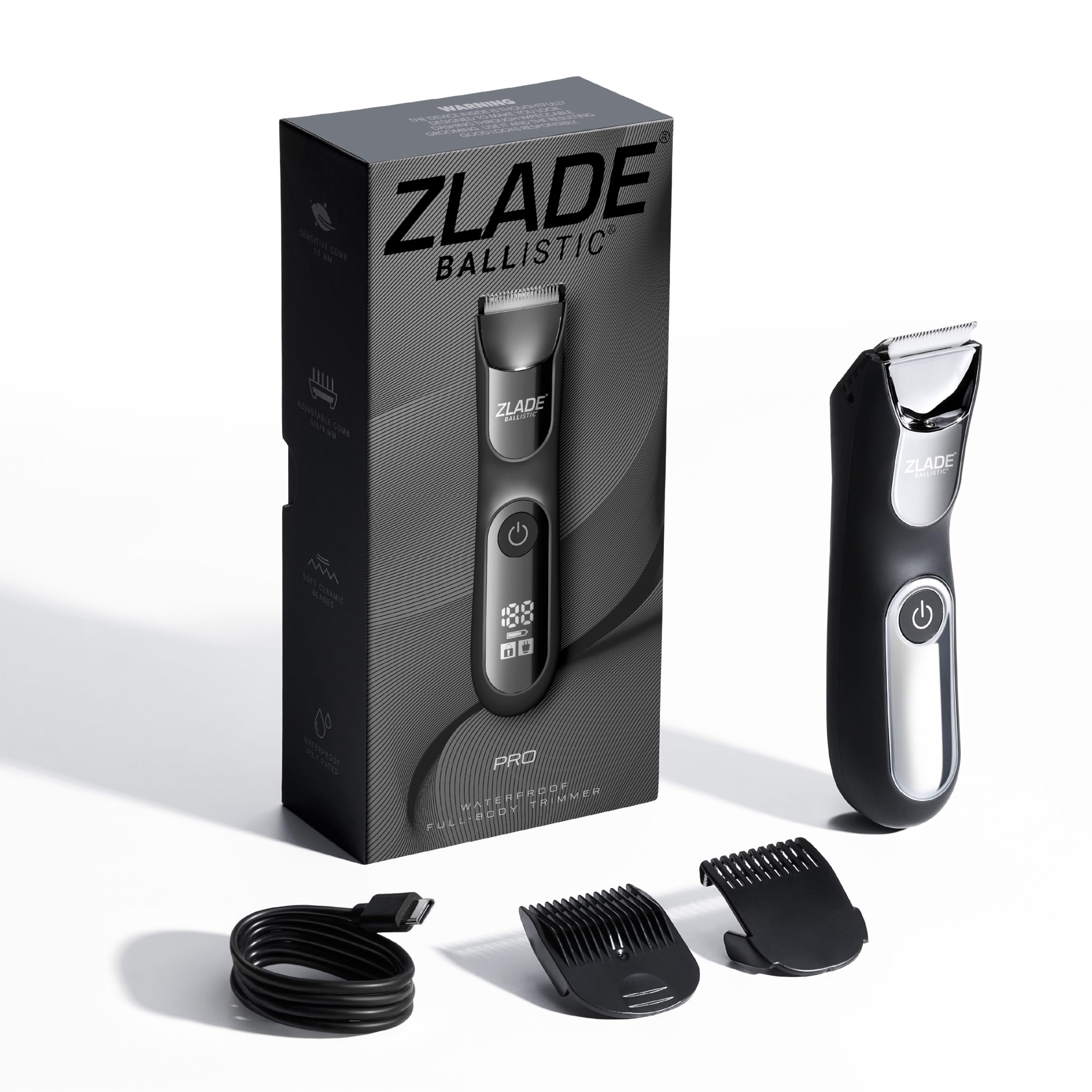 Zlade Ballistic PRO Manscaping Body Trimmer for Men | Beard, Body, Pub