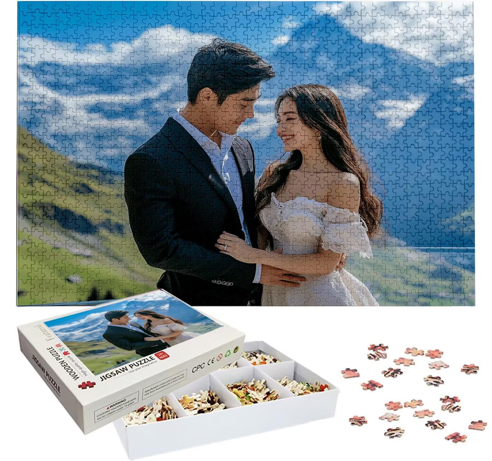 Puzzle Personalizado con Foto, Personalizada Rompecabezas Personalizado Diseña tu Logo Foto o Texto, Personalizado Navidad Halloween San Valentín Parejas Niños Familia Amigos h-3893