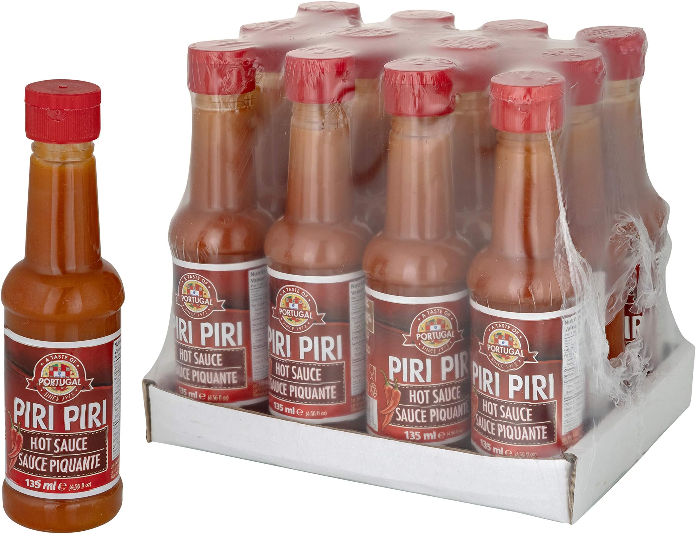 Taste of Portugal Piri Piri Molho Peri Peri Hot Sauce | Portuguese Spicy Chicken Marinade | Imported From Portugal | 5.2oz bottle (Pack Of 12)