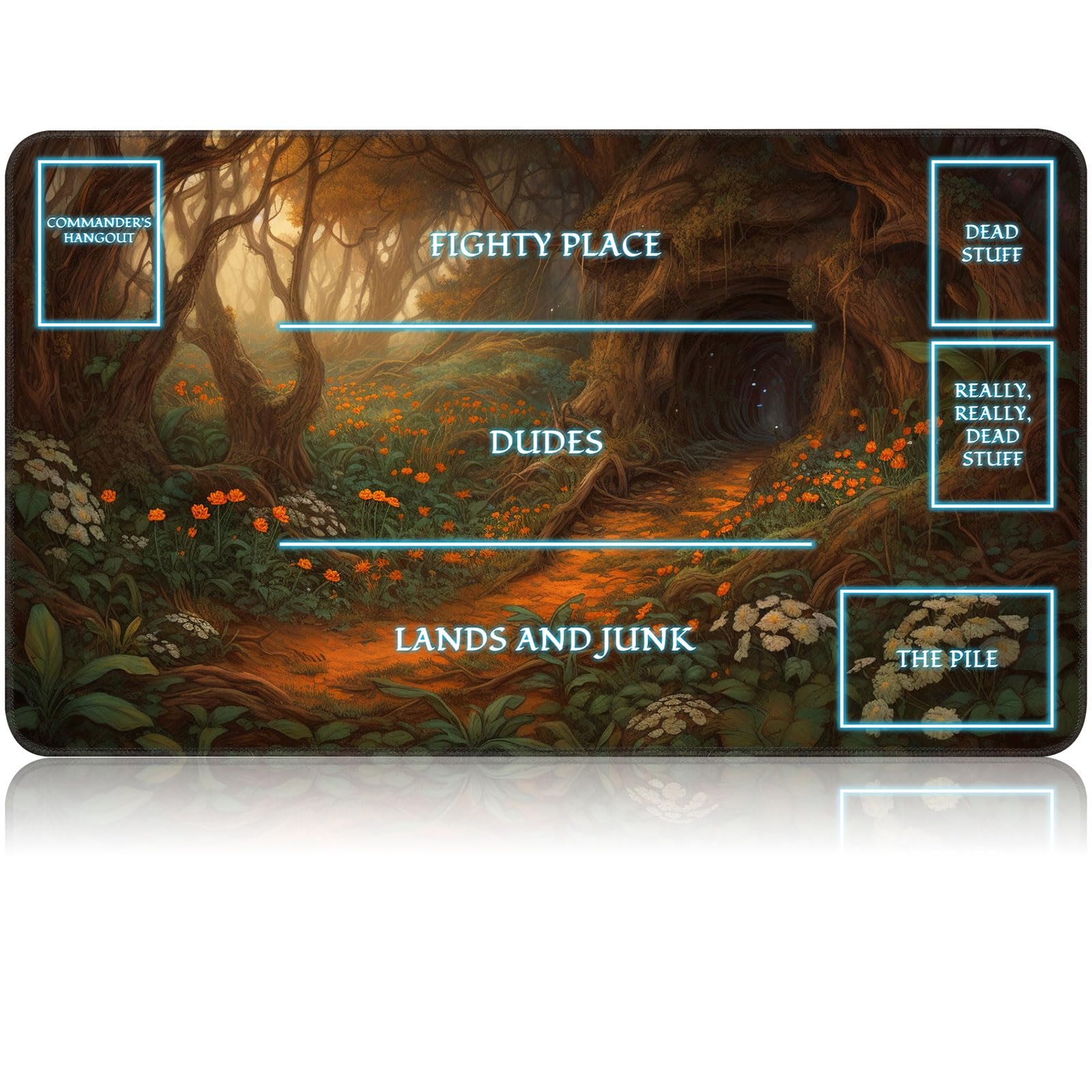 for MTG Game Playmat, for Magic TCG Rubber Play mat,Tabletop Card Playmats with Smooth Surface,Trading Card Inked Game Mat with White Zones,Battle Game,Mysterious Tree Cave