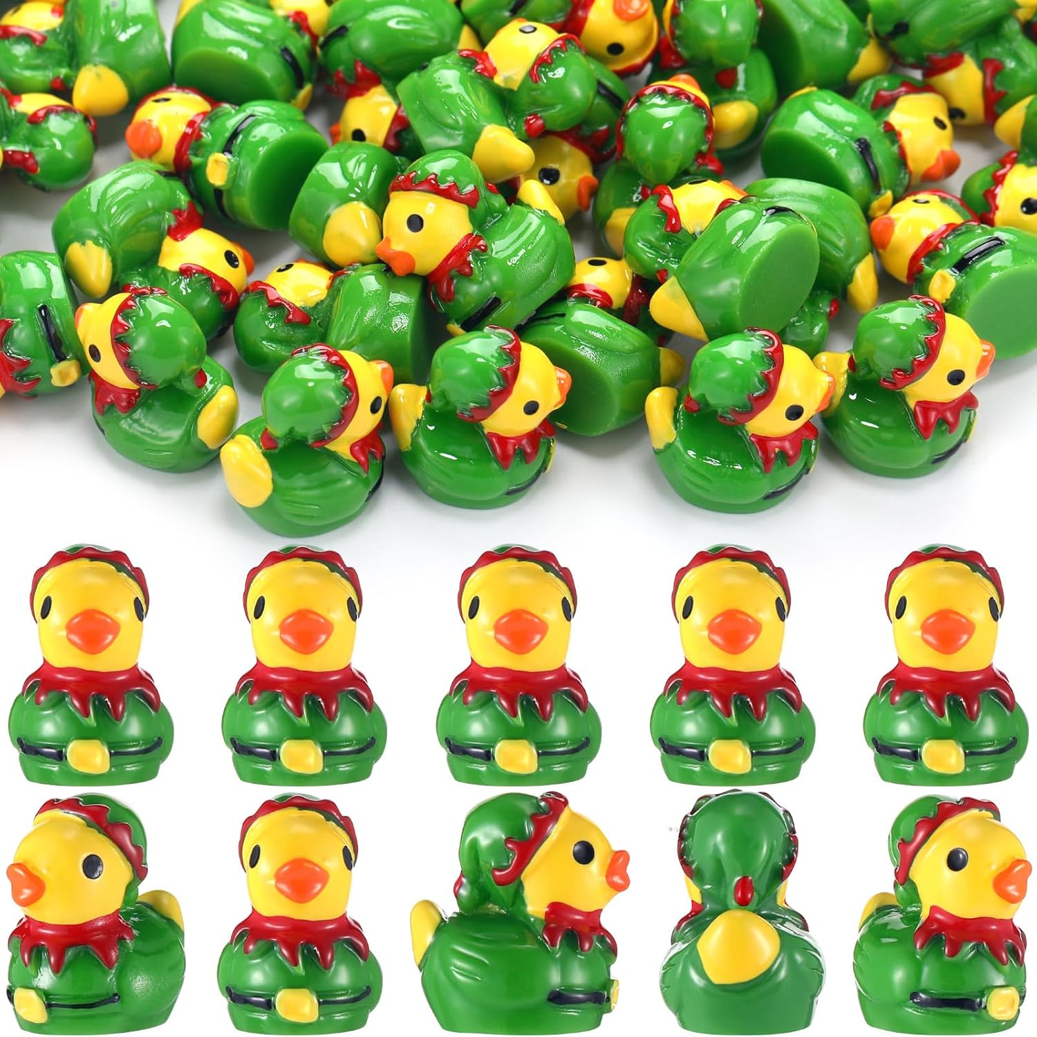 Weysat 120 Pcs Mini Christmas Elf Resin Ducks Tiny Elves Ducks Bulk Xmas Miniature Figurine Decoration for Christmas Party Favors Stocking Stuffers Birthday Gifts 120 Elf