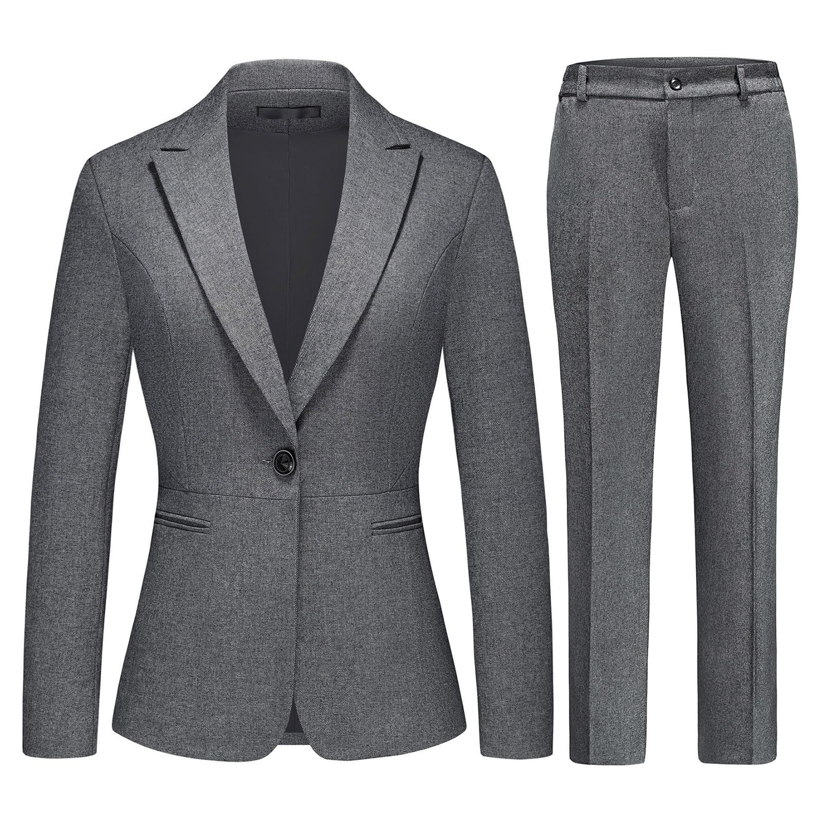 Lamgool Womens Suits 2 Piece Blazer Pants Set Peak Lapel One Button Business Outfits for Work Professional
